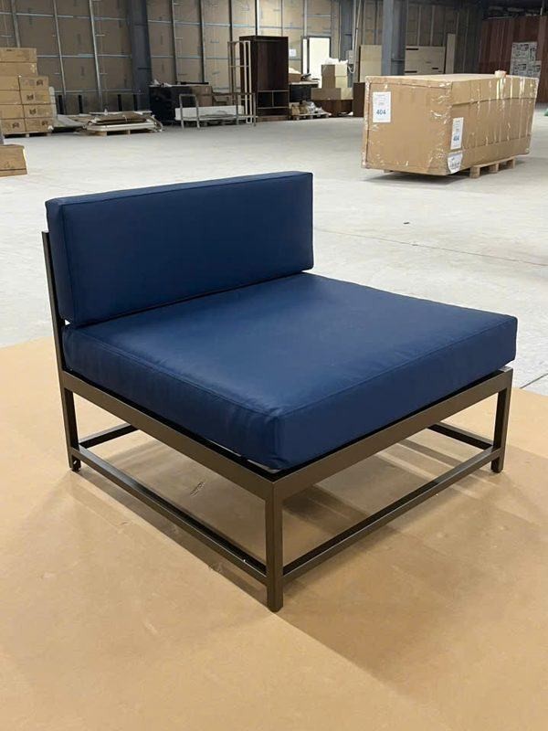 Navy modular lounge seat on bronze steel frame