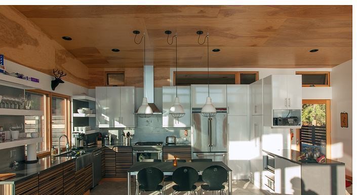 Warm modern kitchen interior