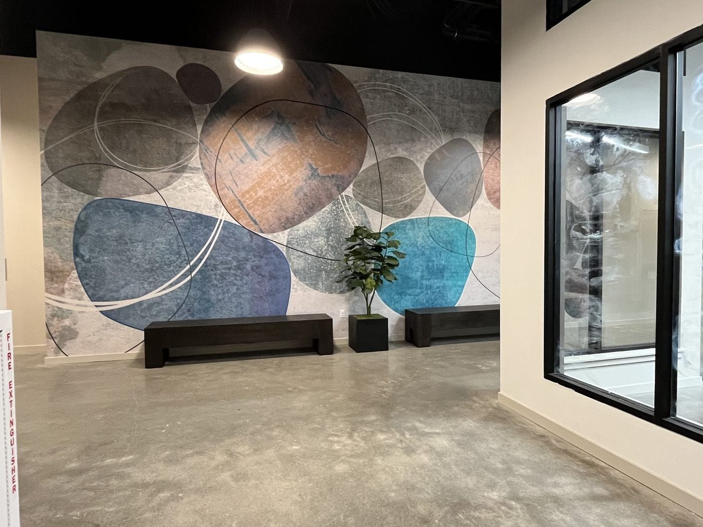 Lobby with feature mural wall